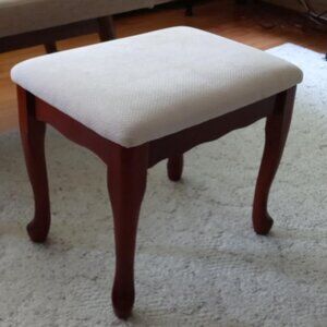 Small Bench Cream Upholstery Wood Legs